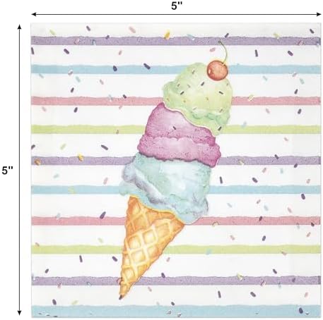 Gift Boutique Ice Cream Cone Napkins for Birthday Parties