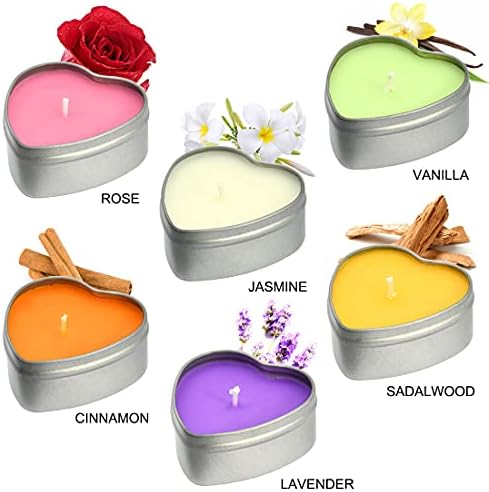 DEYBBY Scented Soywax Tea Light Candles Heart Shape 6 Hours Burn Time