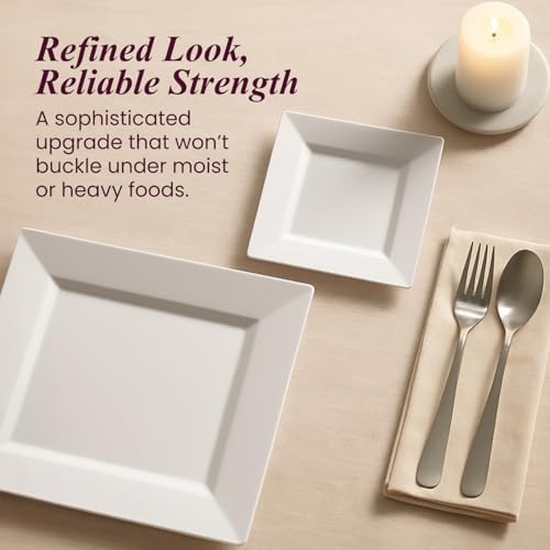 Ayas 60ct White Square Plastic Party Plates