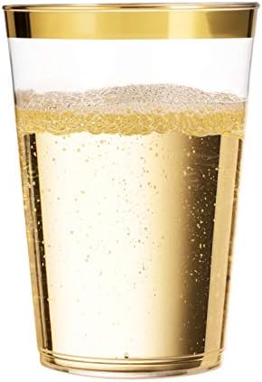 Munfix Gold Plastic Cups 12 Oz Clear Tumblers