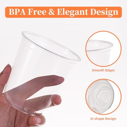 WELLIFE 12 oz Clear Plastic Cups 50 Pack for Parties