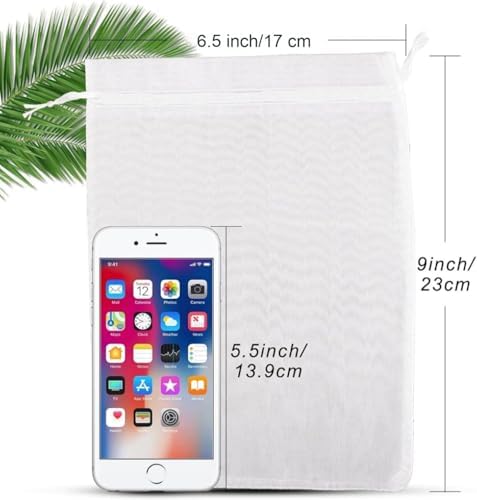 ANZNKU 50 Pack White Organza Gift Bags 6x9 Inch