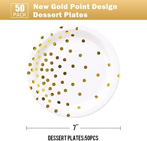 Gold Dot Paper Dessert Plates 50 Count Party Supplies