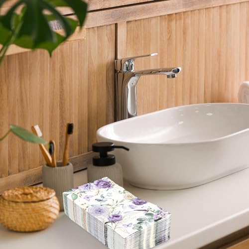 100Pcs Watercolor Purple Flower Butterfly Napkins