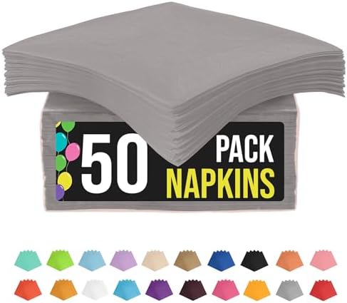 Exquisite 50 Pcs 2 Ply Silver Disposable Napkins for Parties