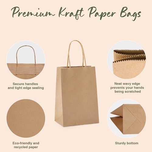 GSSUSA Brown Gift Bags 525x375x8 20Pcs With Handles