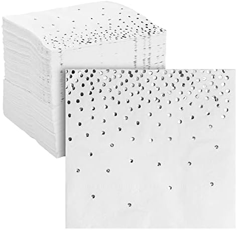 Juvale 100 Pack Silver Confetti Napkins 3-Ply