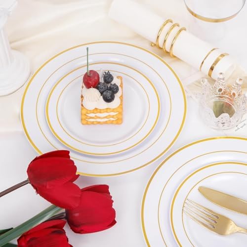 GATHER 700PCS Gold Plastic Plates for 100 Guests