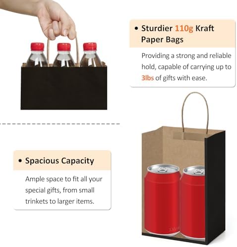 BagDream Kraft Paper Bags 25Pcs 525x3x8 Inch Small Gift Sacks with Handles