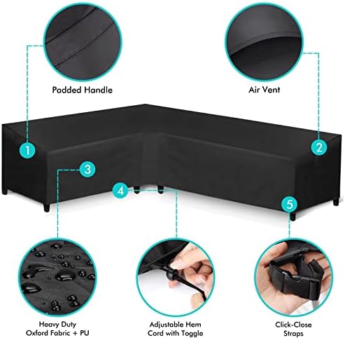 WLEAFJ L-Shaped Sectional Sofa Cover Waterproof Heavy Duty