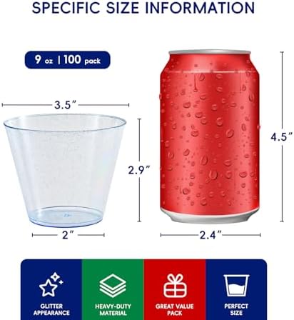 JOLLY CHEF 100 Pack 9 oz Blue Glitter Cups
