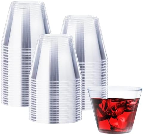 9 Oz Clear Plastic Cups 100 Pack for Events