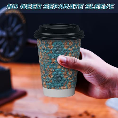 Qunclay Disposable Paper Coffee Cups with Lids 12 oz