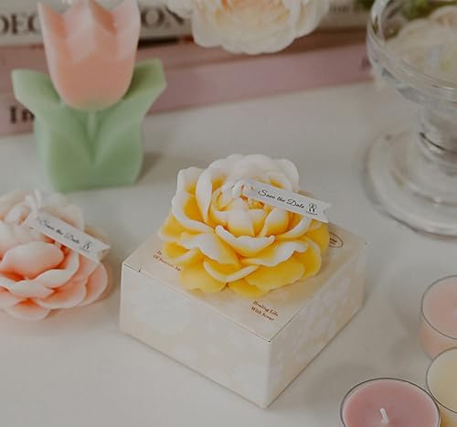 Jasmine Flower Shape Scented Candle in Yellow