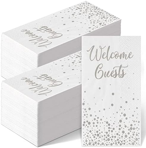 200 Pcs Silver Welcome Guests Napkins for Bathroom and Events