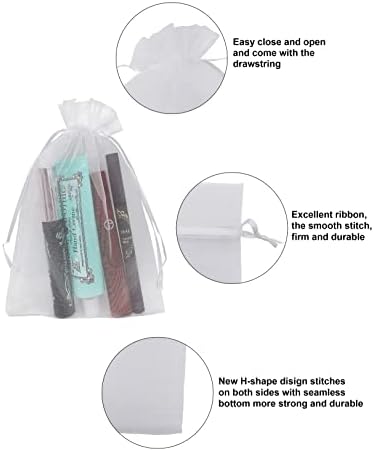 100PCS White Organza Drawstring Gift Bags 5x7 Inches