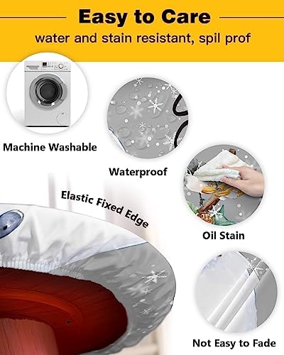 Grey Snowman Round Waterproof Table Cover for Indoor Outdoor Use