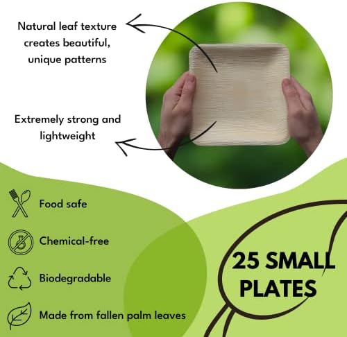 Naturally Chic Palm Leaf Plates 50-Pack 10 7 Inch Square