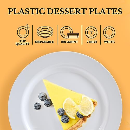 FOCUSLINE 100 Count White 7 Inch Plastic Plates