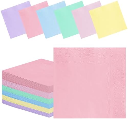 120 PCS Pastel Rainbow Party Napkins 3 Ply