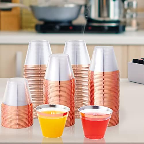 JOLLY CHEF 100 Pack Rose Gold Plastic Cups