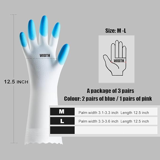 LIICHAAO 12 Pairs Reusable Latex Free Cleaning Gloves