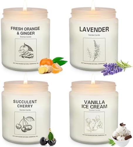 Scented Candle Set 4 Pack - Natural Soy Wax Aromatherapy Candles