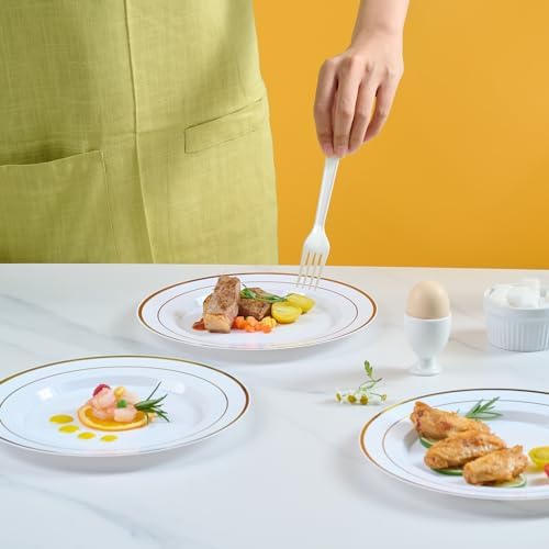 JOLLY CHEF 100-Piece Gold Plastic Plates 10 Inch
