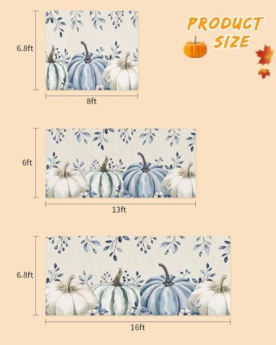 Fall Garage Door Banner 7x8 ft Blue Pumpkin Eucalyptus Leaf