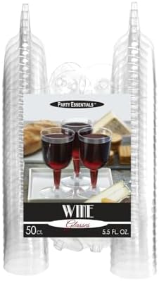 Party Essentials Hard Plastic Wine Glasses 55 Ounce Pack of 50