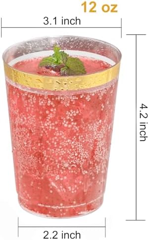 50 Pack 12 Oz Gold Plastic Cups for Parties and Weddings