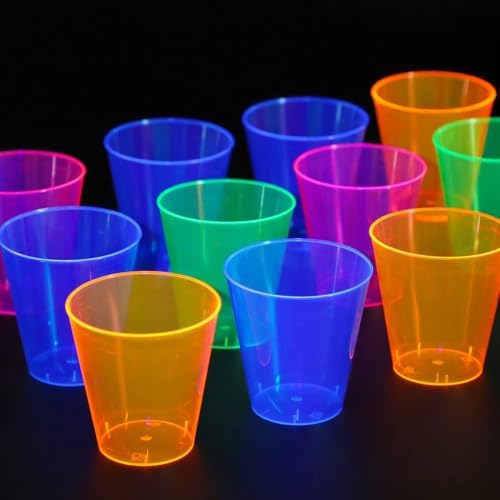100 Pack 10oz Neon Plastic Cups for Parties