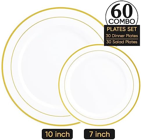 FOCUSLINE Gold Plastic Plates Set of 60