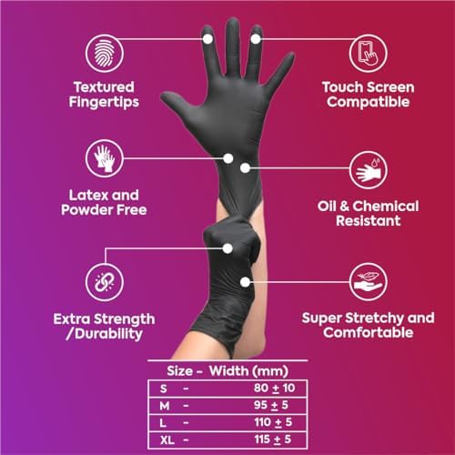 RADGER Premium Black Nitrile Gloves 4 Mil Thick