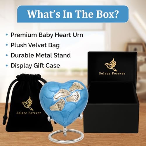 Baby Urns for Ashes Boy Girl - Heart Shaped Mini Urn with Stand