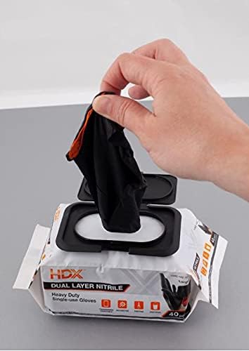 HDX Black Dual Layer 6ml Heavy Duty Nitrile Gloves 40 Pack