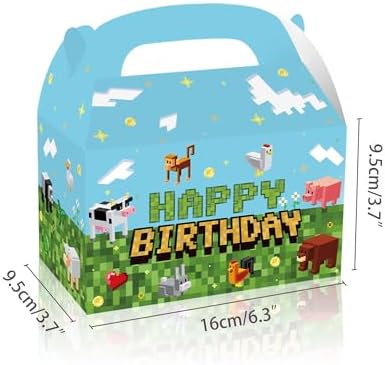 16 Piece Pixel Style Goodie Boxes for Birthday Parties