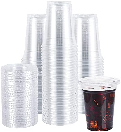 Lullaby 200 Pack 12oz Clear Plastic Cups with Lids