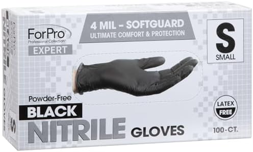 ForPro Expert SoftGuard Nitrile Gloves 4 Mil Black Small 100 Count