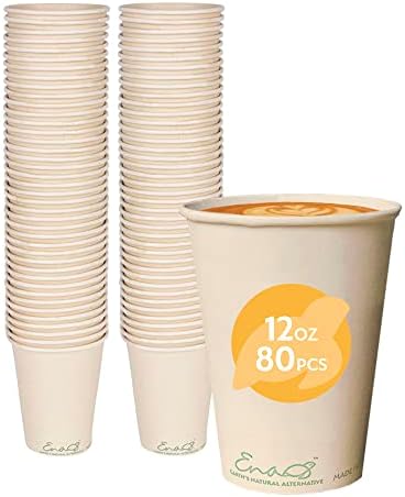 100 Compostable Bamboo Coffee Cups 80 Pack