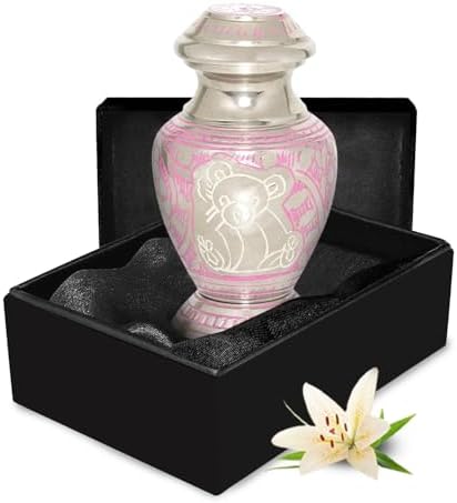 Baby Teddy Bear Urn for Ashes - Pink Small Urn for Children