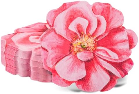100Pcs Pink Flower Shaped Disposable Napkins for Parties and Events