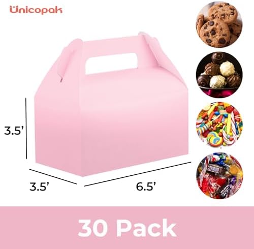 UnicoPak 30 Pack Pink Gable Treat Boxes