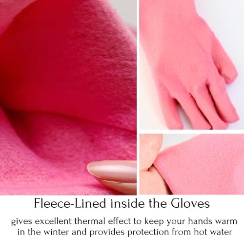 Reusable Waterproof Latex Rubber Gloves with Fleece Lining 2 Pairs