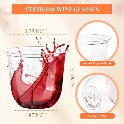 KesaPlan 100 Pcs Disposable 12oz Clear Wine Glasses