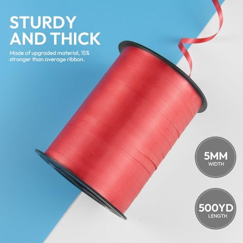 HimBen 500 Yards 316 Inch Curling Ribbon Red