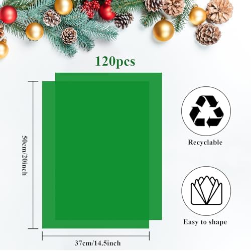 Bouiexye 120 Sheet Green Tissue Paper for Wrapping and Crafting