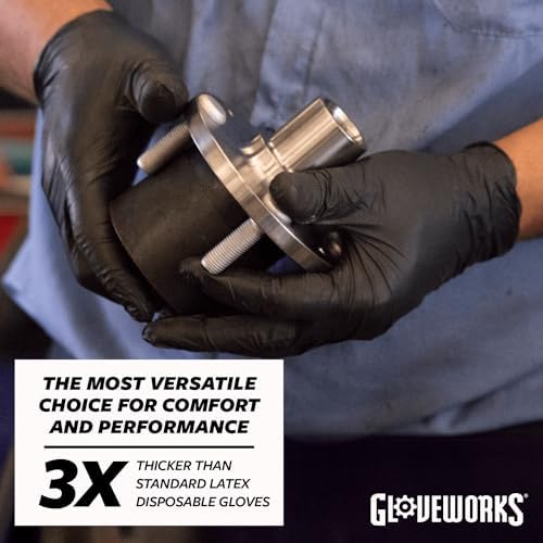 GLOVEWORKS Black Nitrile Industrial Gloves 5 Mil
