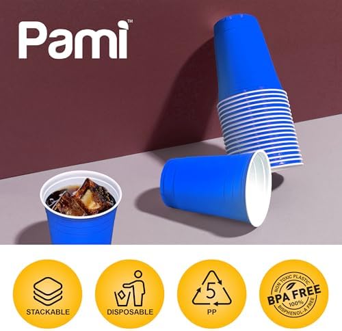 PAMI Blue Plastic Party Cups 30 Pack 16oz