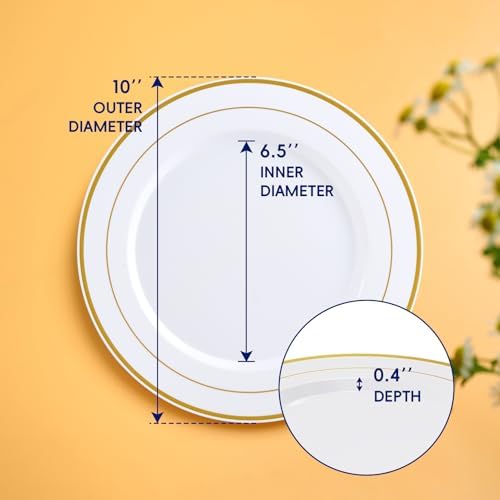 JOLLY CHEF 100-Piece Gold Plastic Plates 10 Inch